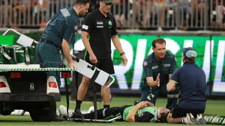 Hilton Cartwright hurt his neck while fielding and needed treatment before being stretchered off