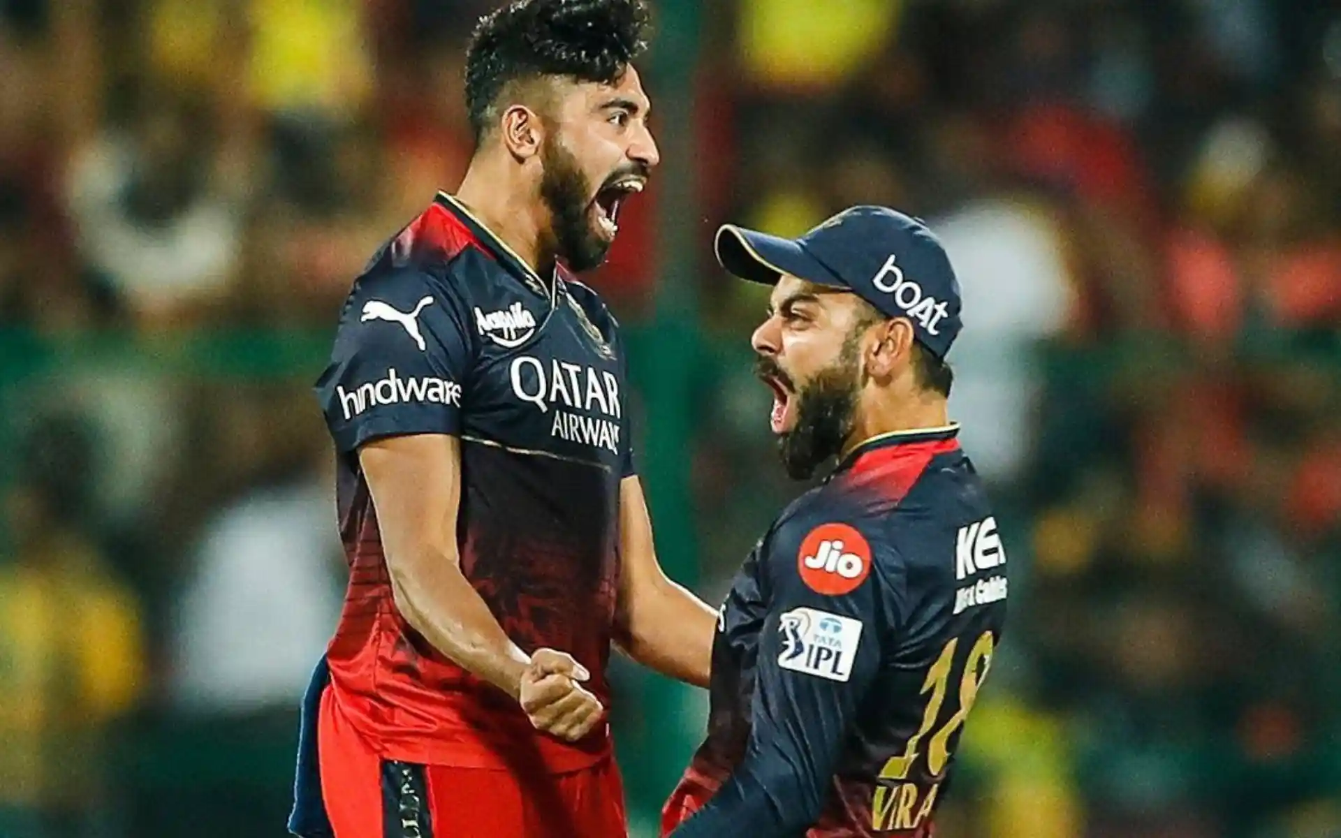 mohammed siraj virat kholi ipl wicket celebration